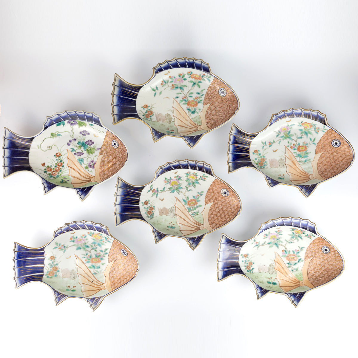 Six Porcelain Fish Plates PetitMusee