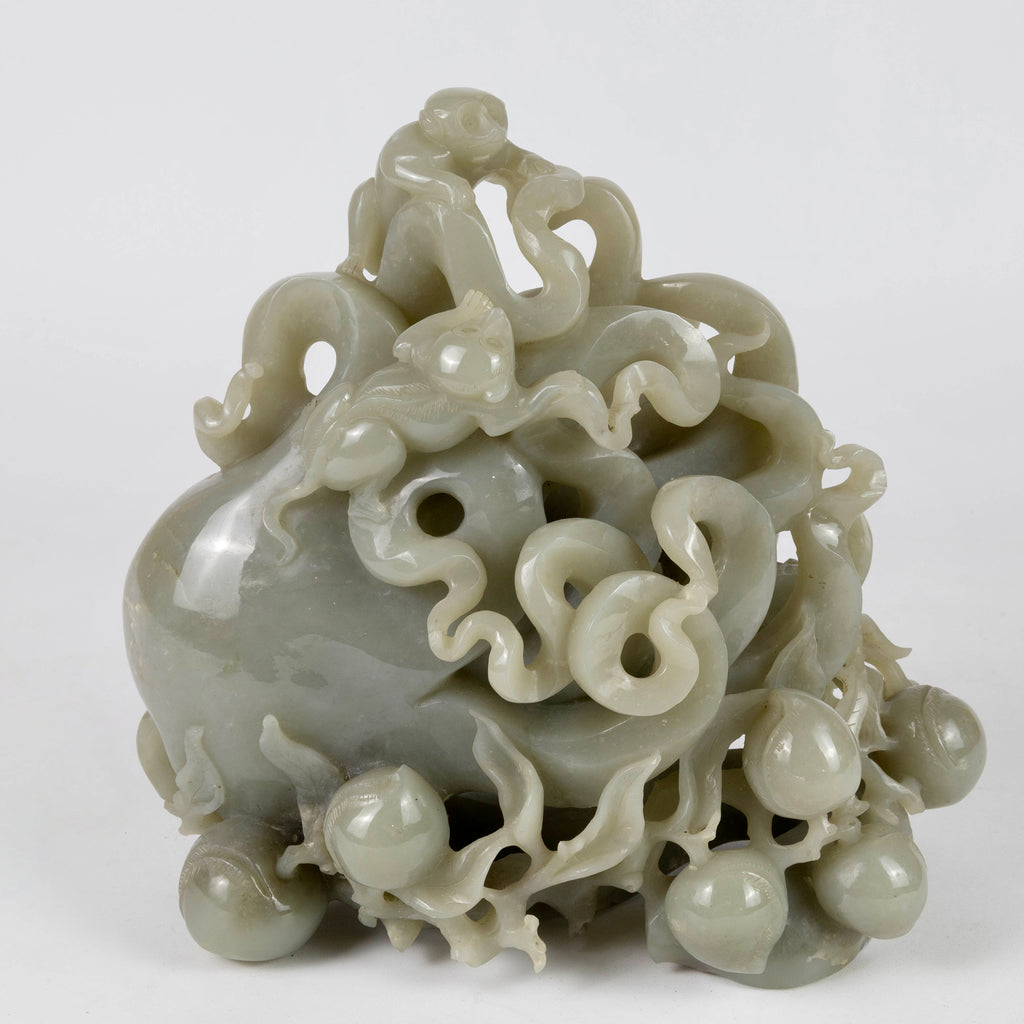 M2201 Exceptionally Large Jade Finger Citron with Monkeys