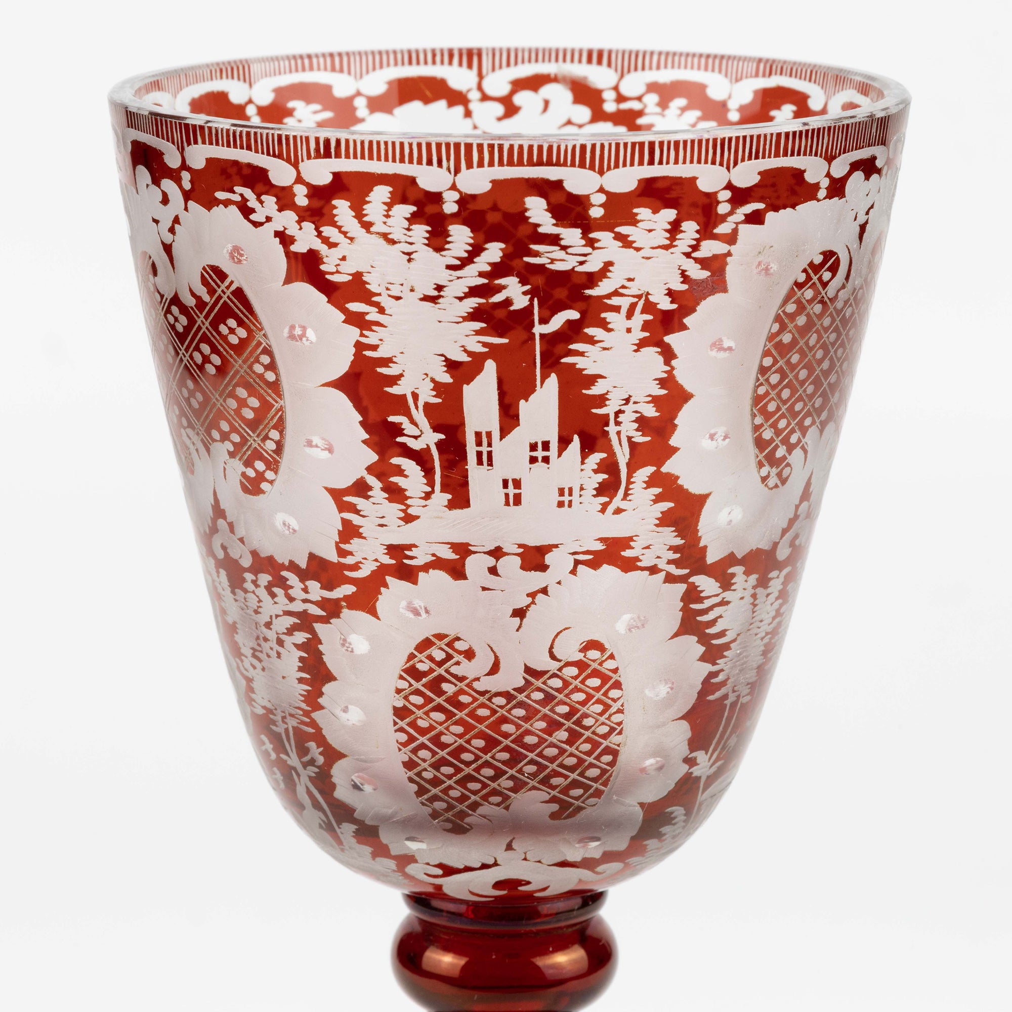P0493 Bohemian Red Glass Goblet