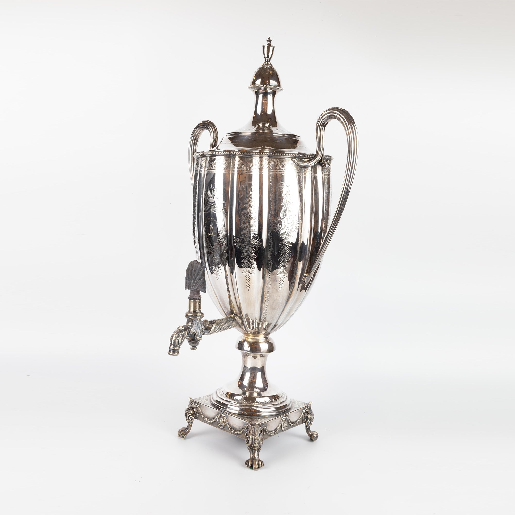 P0933 Silver Plated Two-Handed Tea Urn